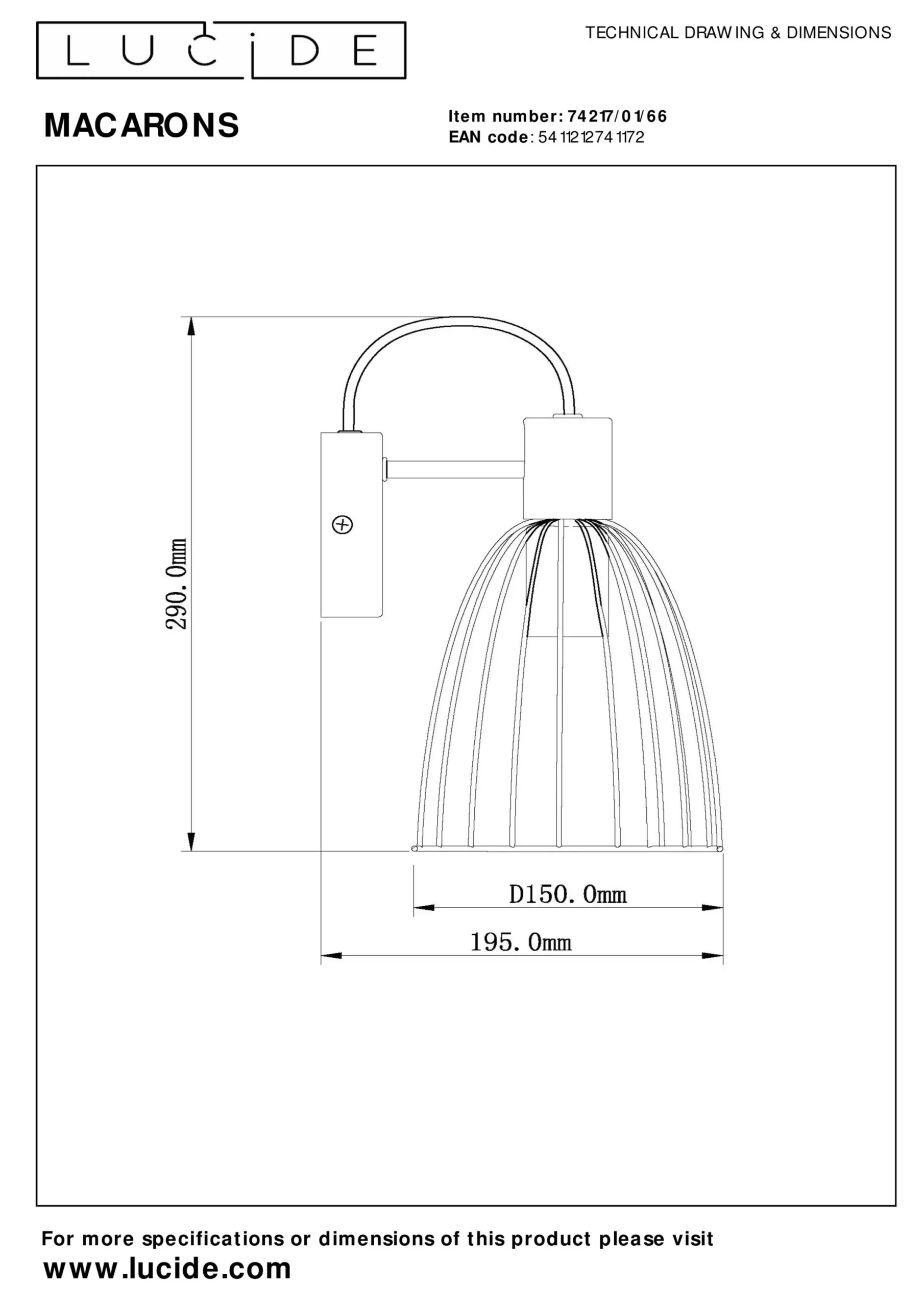 MACARONS - Wandlamp - 1xE27 - Roze*Lucide Clearance