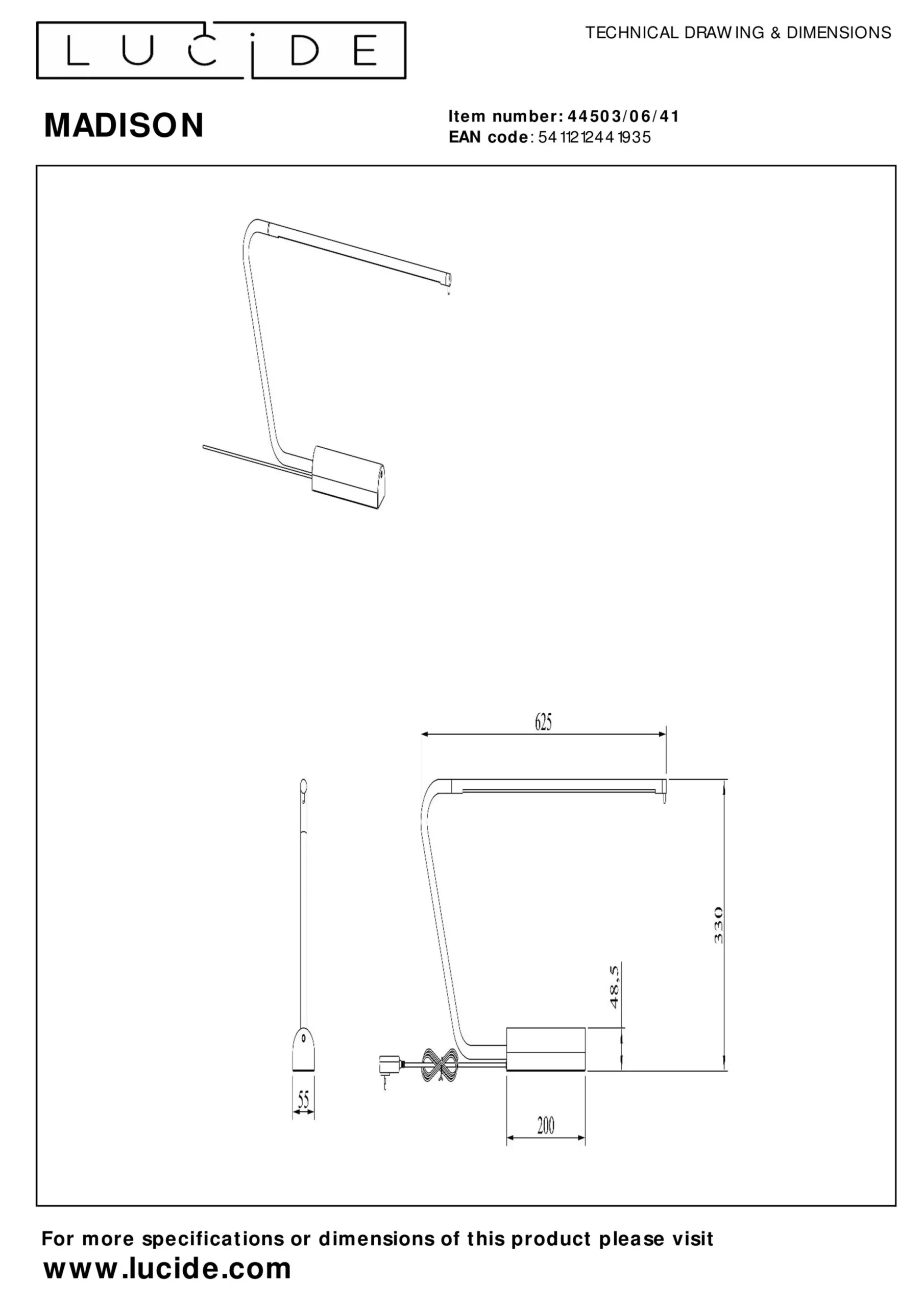 MADISON - Bureaulamp - LED Dim to warm - 1x6,5W 2600K/2800K - Taupe*Lucide Clearance