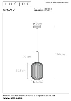 MALOTO - Hanglamp - Ø 20 cm - 1xE27 - Amber*Lucide Cheap