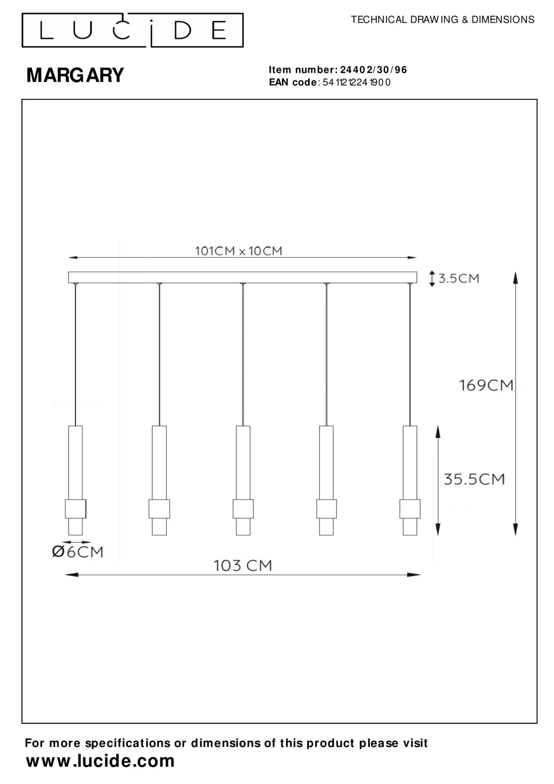 MARGARY - Hanglamp - LED Dimb. - 5x4,2W 2700K - Koffie*Lucide Hot