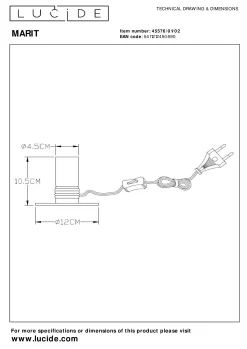 MARIT - Tafellamp - 1xE27 - Mat Goud / Messing*Lucide Discount