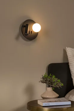 MATIZ - Bedlamp / Wandlamp - Ø 16,5 cm - LED - 3000K - Met USB oplaadpunt - Zwart*Lucide Shop