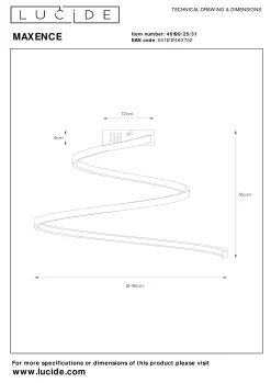 MAXENCE - Plafonnière - Ø 46 cm - LED 3 StepDim - 1x24W 3000K - Wit*Lucide Store