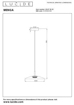 MENGA - Hanglamp - Ø 40 cm - LED Dimb. - 1x11W 2700K - Amber*Lucide Cheap
