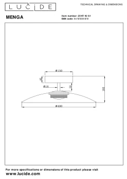 MENGA - Plafonnière - Ø 40 cm - LED Dimb. - 1x11W 2700K - Opaal*Lucide Best Sale