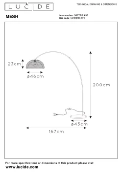MESH - Booglamp - 1xE27 - Zwart*Lucide Flash Sale