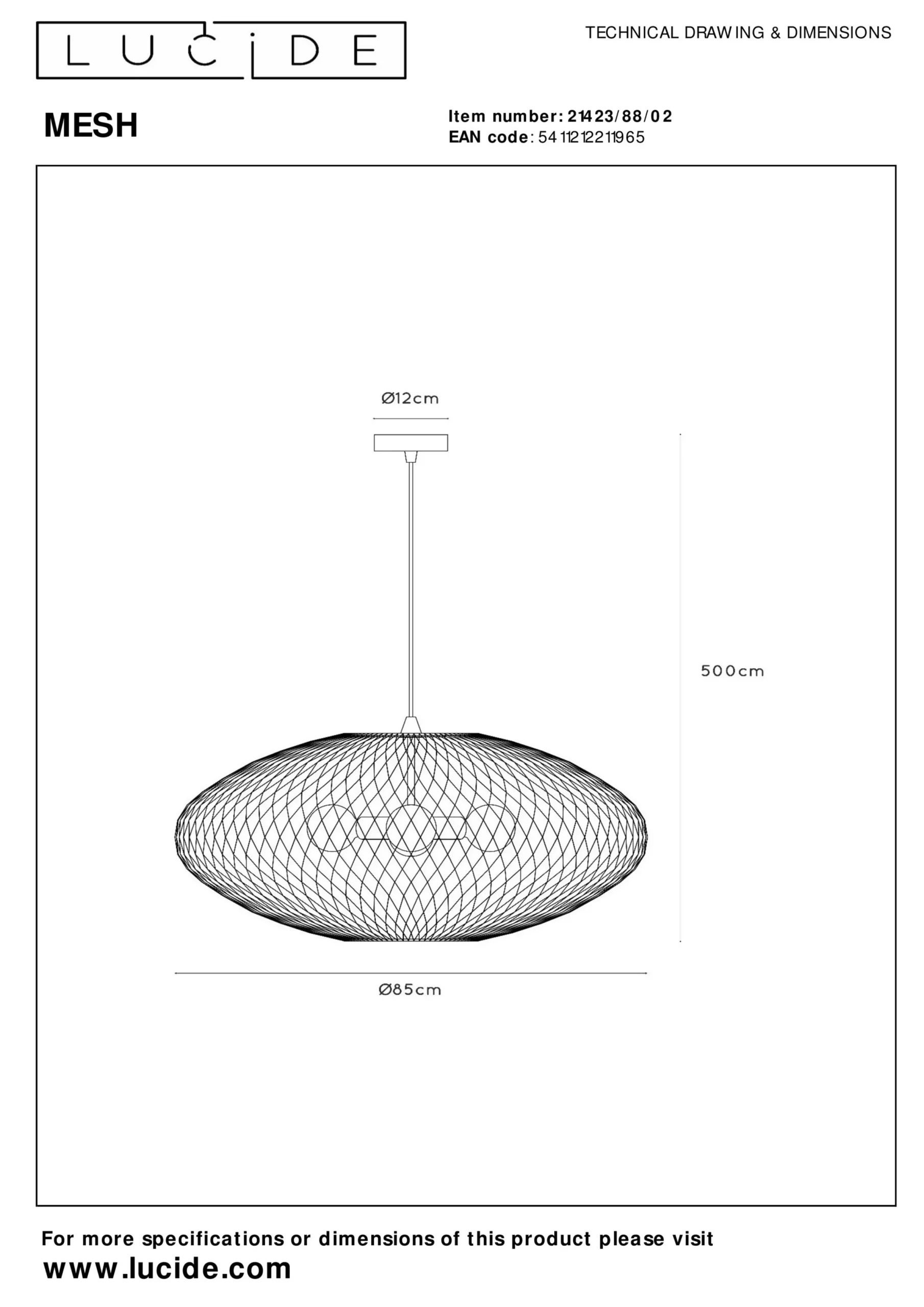 MESH - Hanglamp - Ø 85 cm - 3xE27 - Mat Goud / Messing*Lucide Online