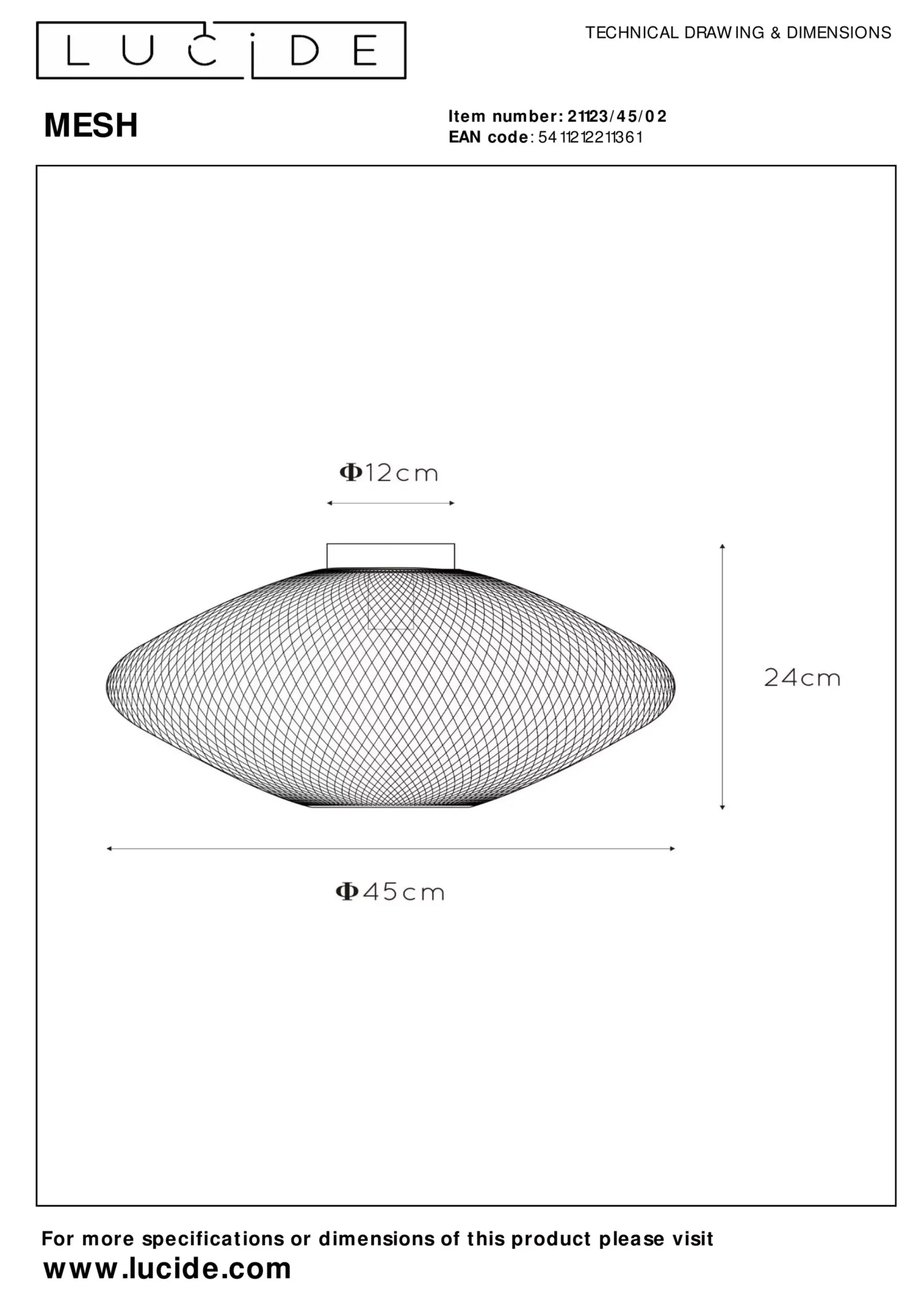 MESH - Plafonnière - Ø 45 cm - 1xE27 - Mat Goud / Messing*Lucide Sale
