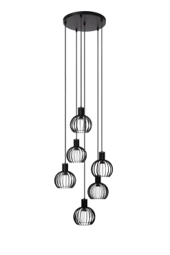 MIKAELA - Hanglamp - Ø 35 cm - 6xE14 - Zwart*Lucide Fashion