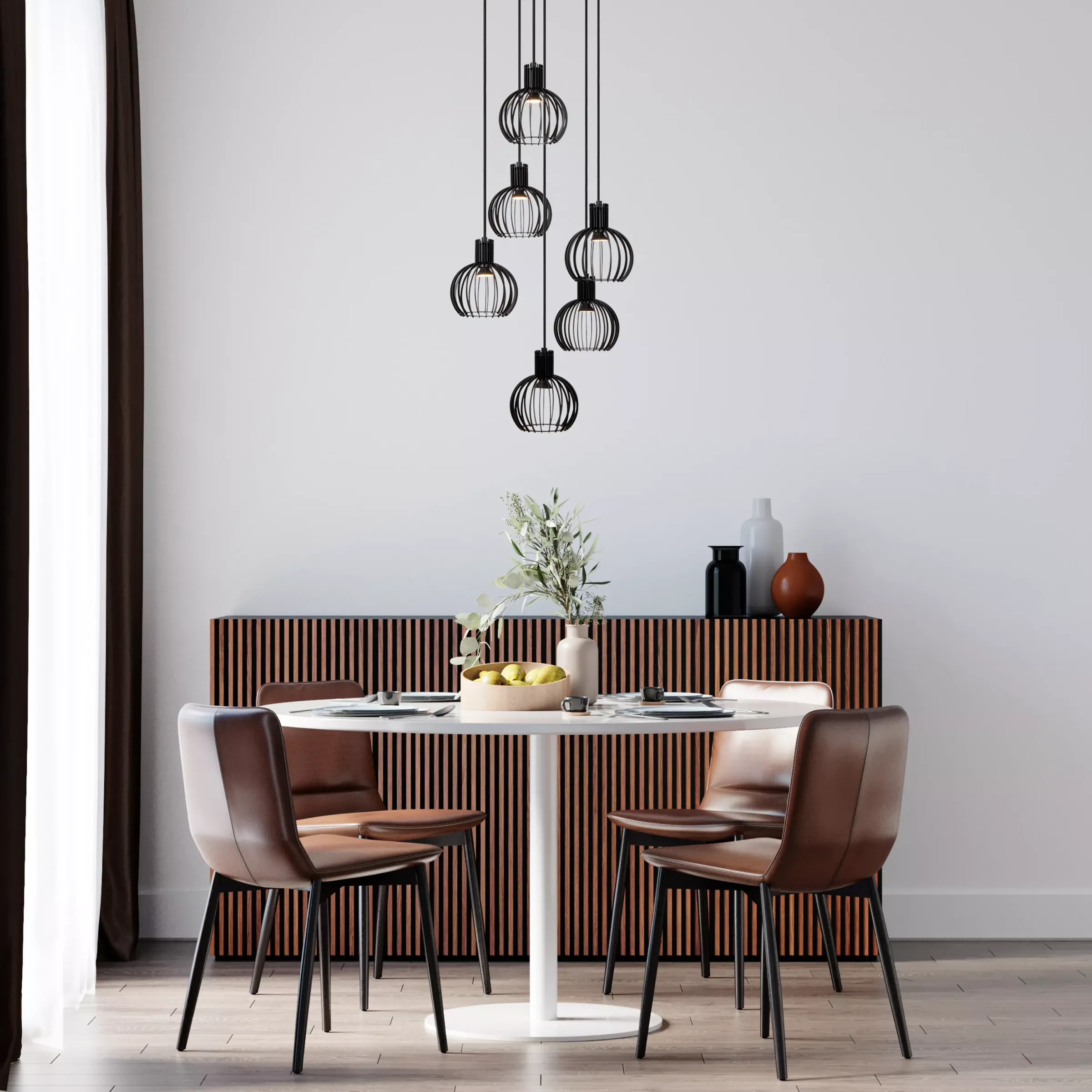 MIKAELA - Hanglamp - Ø 35 cm - 6xE14 - Zwart*Lucide Fashion