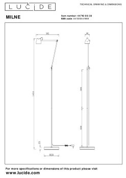 MILNE - Vloerlamp - LED Dimb. - 1x8W 2700K - Zwart*Lucide Store