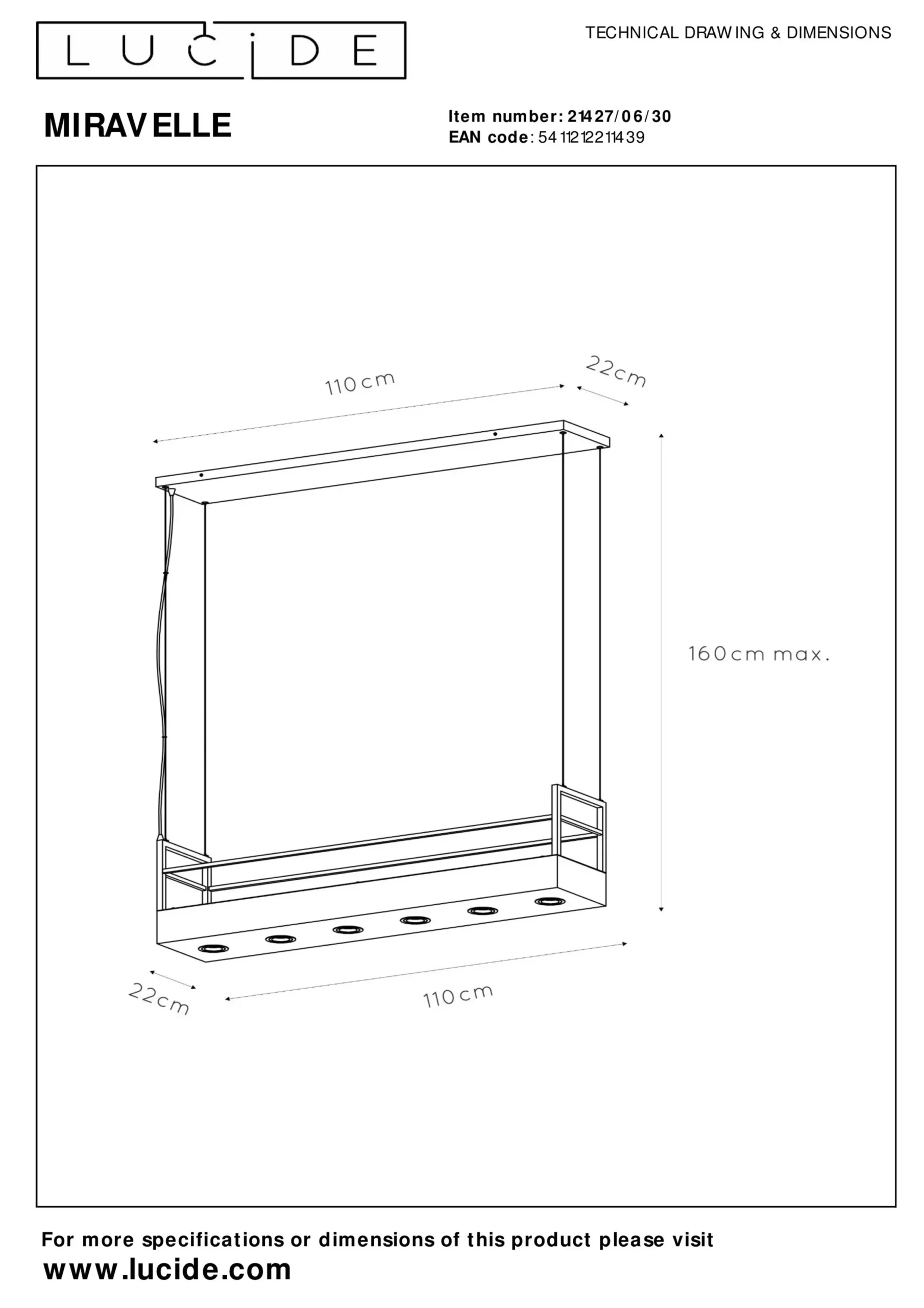 MIRAVELLE - Hanglamp - 6xGU10 - Zwart*Lucide Clearance