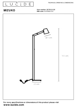MIZUKO - Leeslamp - Ø 13 cm - 1xE14 - Zwart*Lucide Clearance