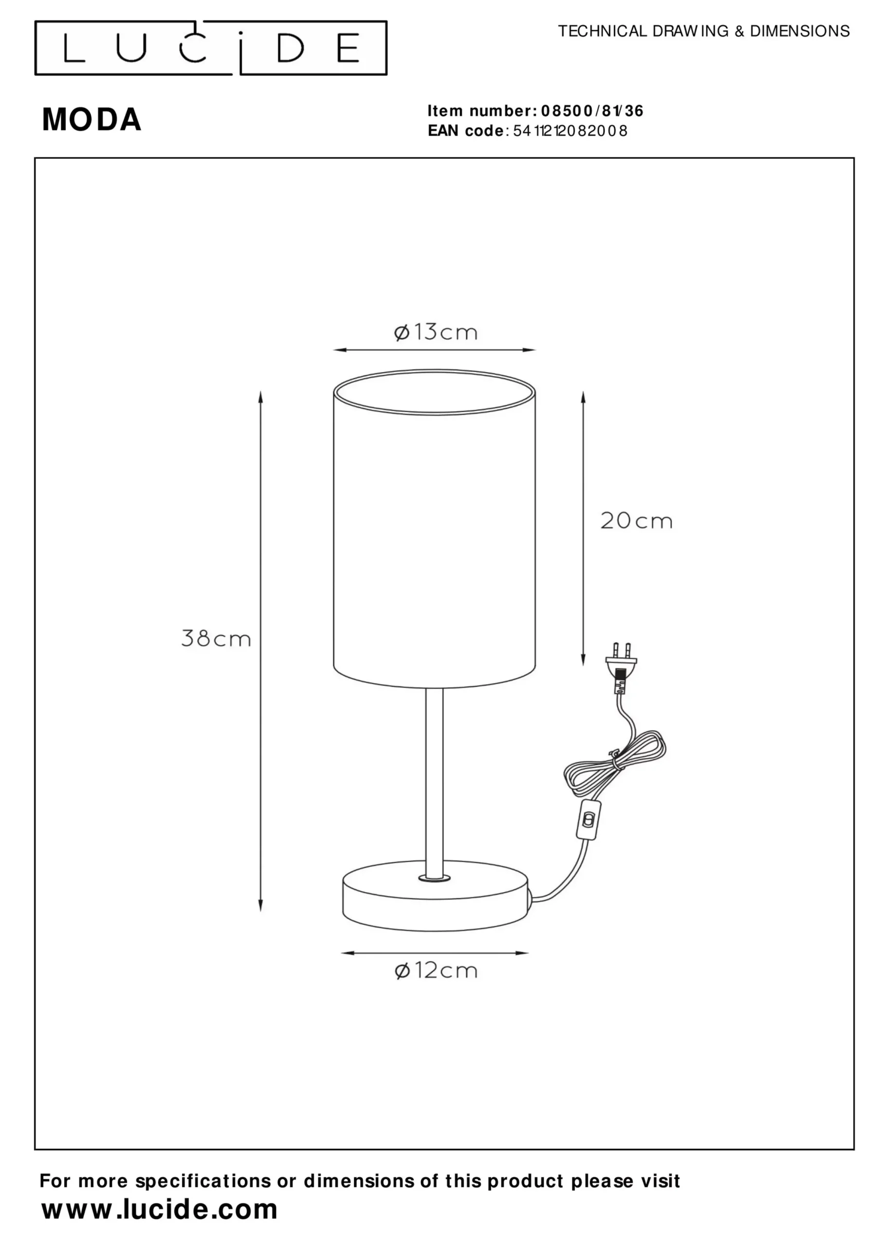 MODA - Tafellamp - Ø 13 cm - 1xE27 - Grijs*Lucide Hot