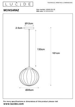 MONSARAZ - Hanglamp - Ø 25 cm - 1xE27 - Groen*Lucide Sale