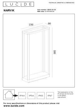 NARVIK - Sokkellamp - LED - 1x9,2W 3000K - IP65 - Zwart*Lucide Flash Sale