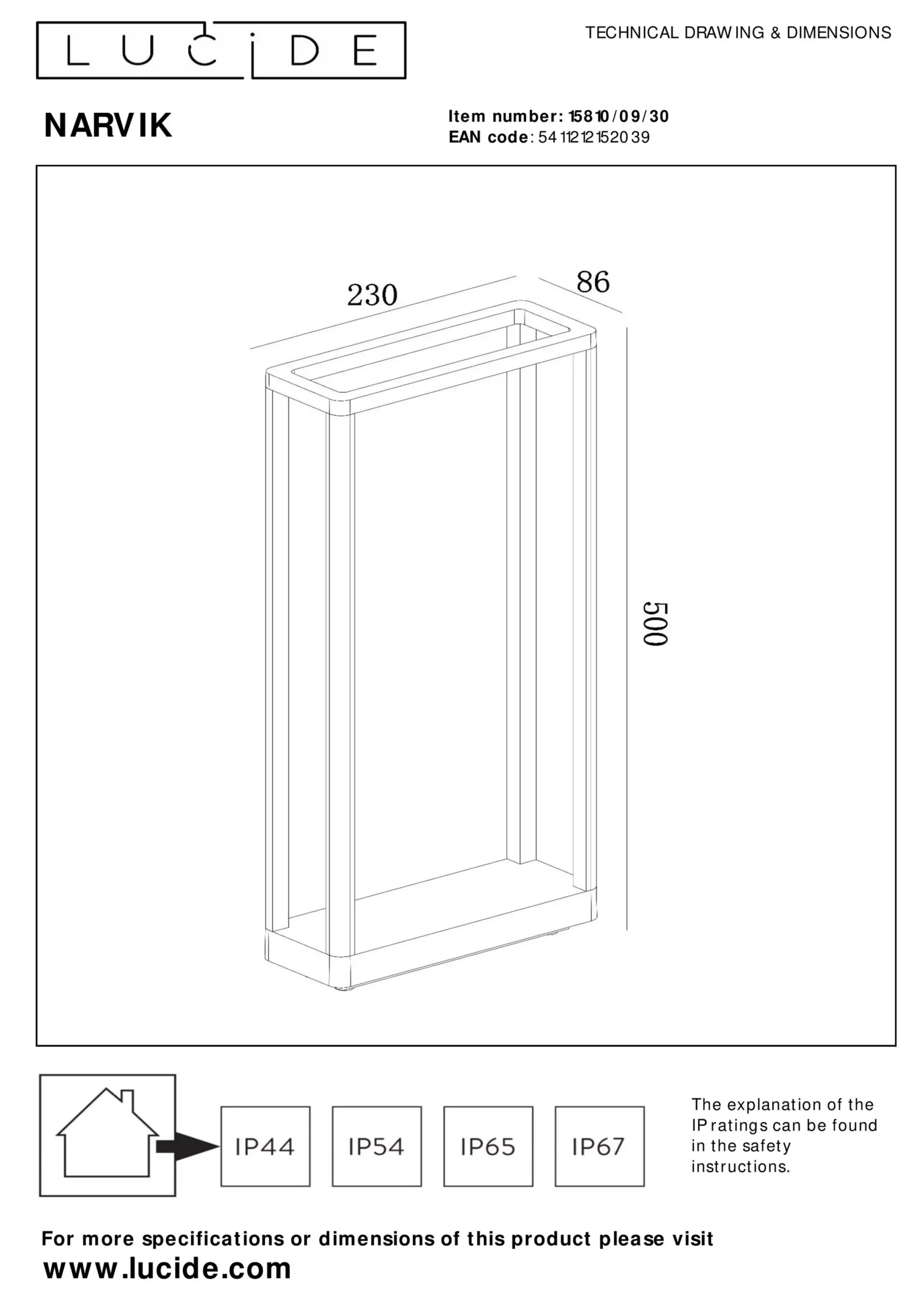 NARVIK - Sokkellamp - LED - 1x9,2W 3000K - IP65 - Zwart*Lucide Flash Sale