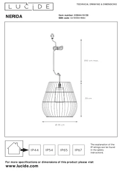 NERIDA - Hanglamp Binnen/Buiten - Ø 35 cm - 1xE27 - IP44 - Zwart*Lucide Hot