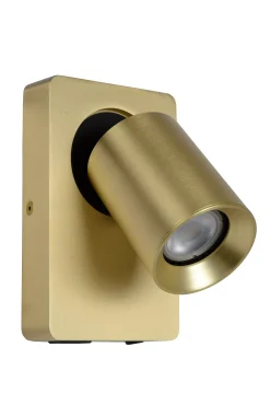 NIGEL - Bedlamp / Wandlamp - LED Dim to warm - GU10 - 1x5W 2200K/3000K - Met USB oplaadpunt - Mat Goud / Messing*Lucide Online