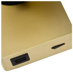 NIGEL - Bedlamp / Wandlamp - LED Dim to warm - GU10 - 1x5W 2200K/3000K - Met USB oplaadpunt - Mat Goud / Messing*Lucide Online