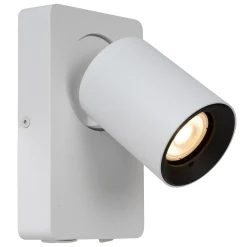 NIGEL - Bedlamp / Wandlamp - LED Dim to warm - GU10 - 1x5W 2200K/3000K - Met USB oplaadpunt - Wit*Lucide Online