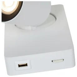 NIGEL - Bedlamp / Wandlamp - LED Dim to warm - GU10 - 1x5W 2200K/3000K - Met USB oplaadpunt - Wit*Lucide Online