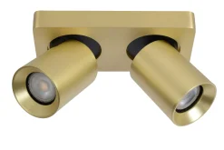 NIGEL - Plafondspot - LED Dim to warm - GU10 - 2x5W 2200K/3000K - Mat Goud / Messing*Lucide Outlet