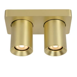 NIGEL - Plafondspot - LED Dim to warm - GU10 - 2x5W 2200K/3000K - Mat Goud / Messing*Lucide Outlet