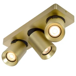 NIGEL - Plafondspot - LED Dim to warm - GU10 - 3x5W 2200K/3000K - Mat Goud / Messing*Lucide Best