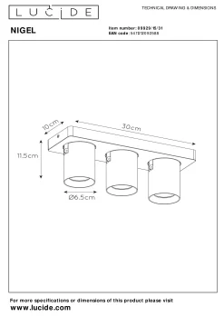 NIGEL - Plafondspot - LED Dim to warm - GU10 - 3x5W 2200K/3000K - Wit*Lucide Fashion