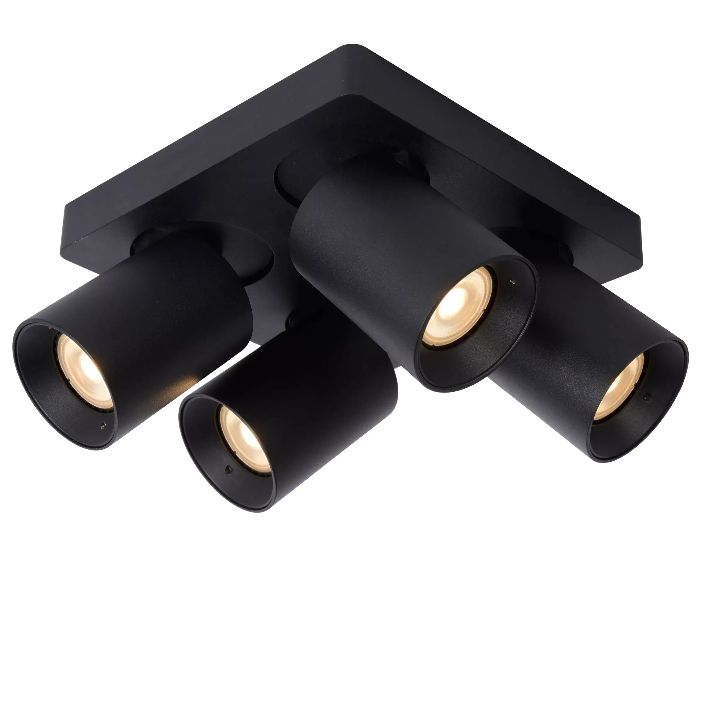 NIGEL - Plafondspot - LED Dim to warm - GU10 - 4x5W 2200K/3000K - Zwart*Lucide Shop