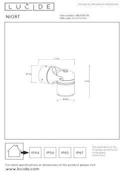 NIORT - Wandspot / Wandlamp Binnen/Buiten - 1xGU10 - IP44 - Zwart*Lucide Online