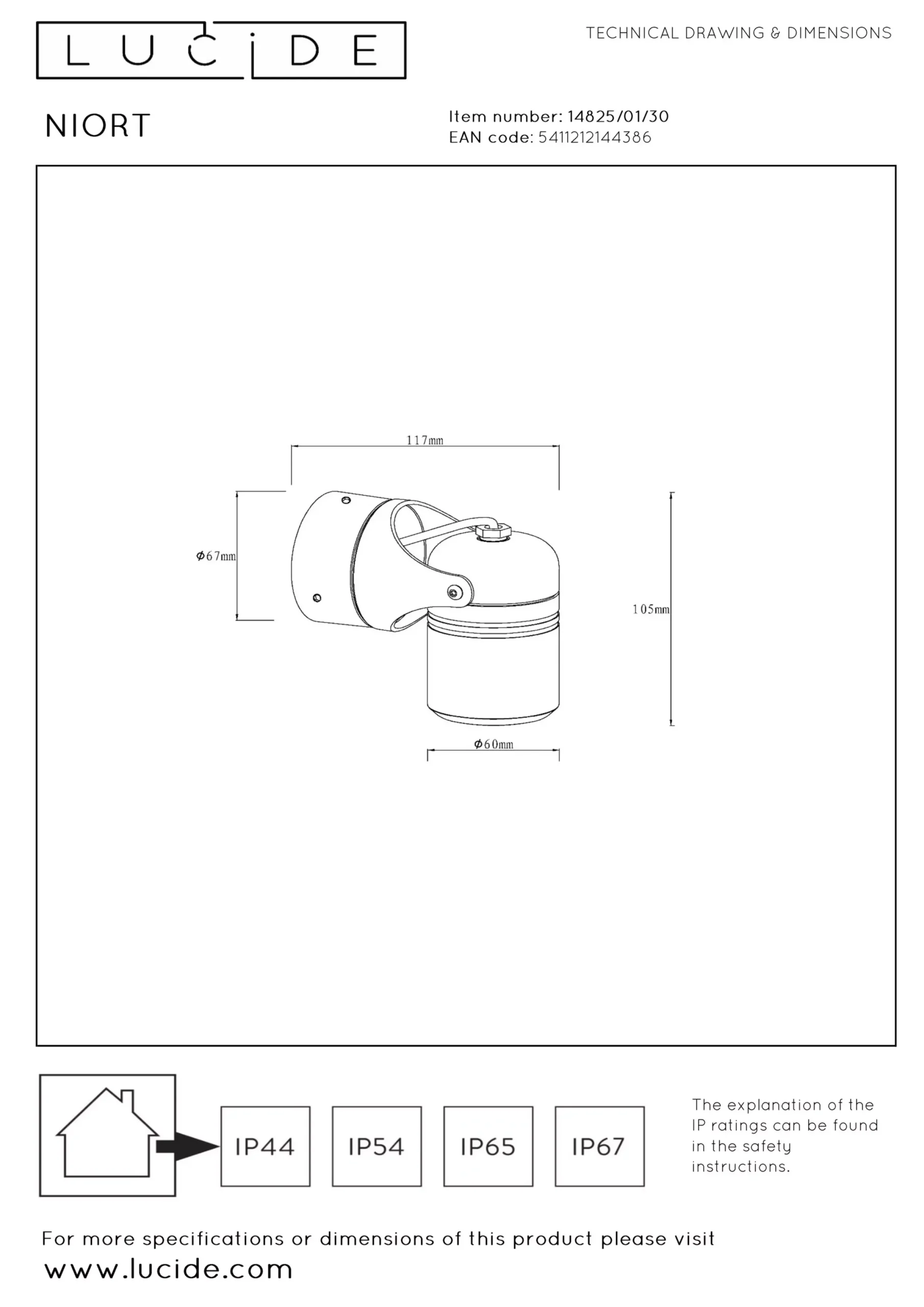 NIORT - Wandspot / Wandlamp Binnen/Buiten - 1xGU10 - IP44 - Zwart*Lucide Online