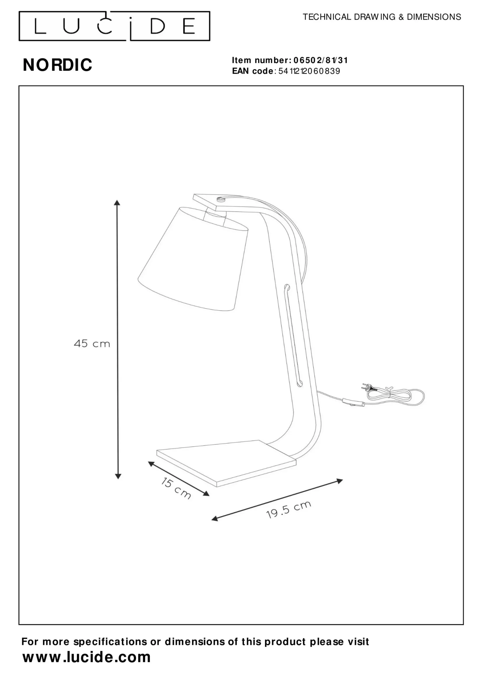 NORDIC - Tafellamp - 1xE14 - Wit*Lucide Discount