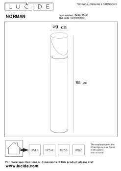 NORMAN - Sokkellamp - Ø 9 cm - 1xE27 - IP65 - Zwart*Lucide Store