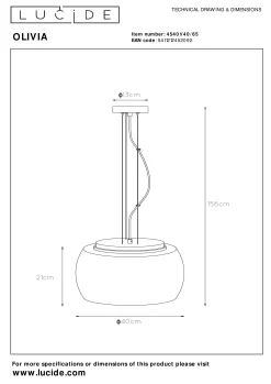 OLIVIA - Hanglamp - Ø 40 cm - 3xE27 - Fumé*Lucide Best