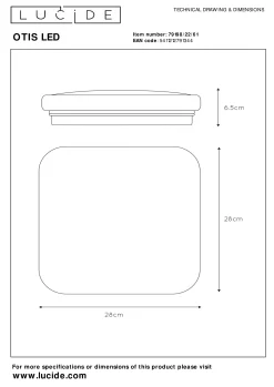 OTIS - Plafonnière - LED - 1x20W 3000K - Opaal*Lucide Outlet