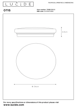 OTIS - Plafonnière - Ø 34 cm - LED - 1x24W 3000K - Opaal*Lucide Outlet