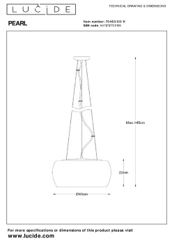 PEARL - Hanglamp - Ø 40 cm - 5xG9 - Chroom*Lucide New