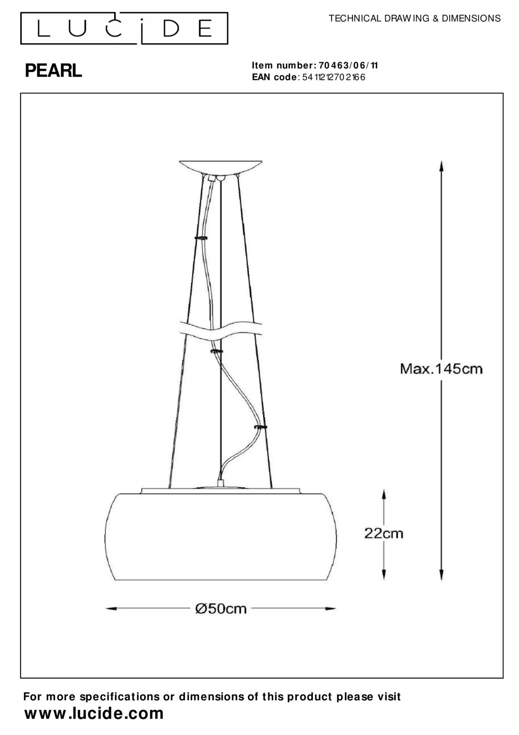 PEARL - Hanglamp - Ø 50 cm - 6xG9 - Chroom*Lucide Store