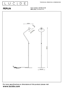 PEPIJN - Vloerlamp - Ø 23 cm - 1xE14 - Zwart*Lucide Outlet