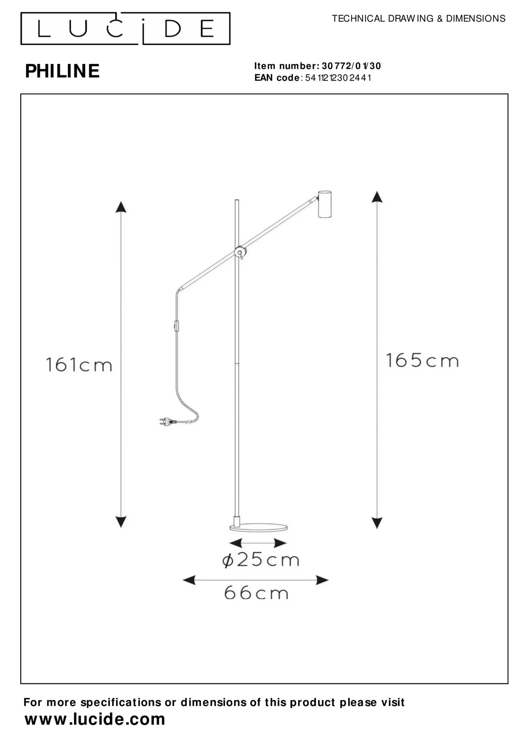 PHILINE - Leeslamp - 1xGU10 - Zwart*Lucide Fashion