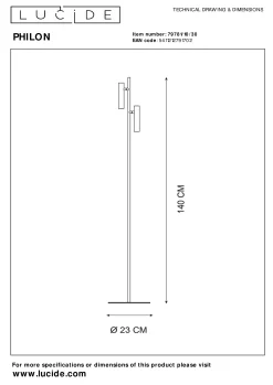 PHILON - Leeslamp - Ø 23 cm - LED Dimb. - 2x4,5W 3000K - Zwart*Lucide Sale