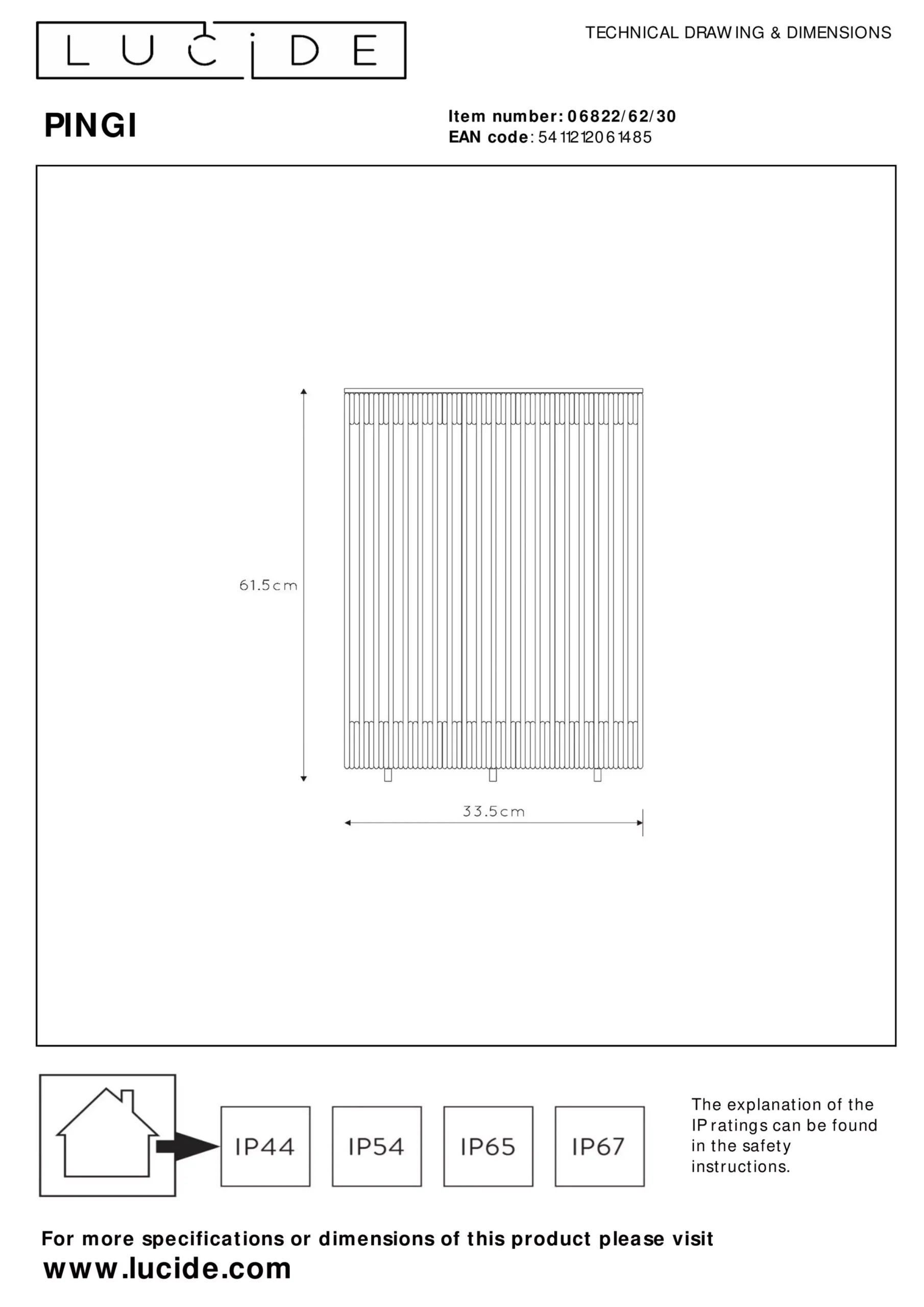 PINGI - Oplaadbare Vloerlamp Binnen/Buiten - Accu/Batterij - Ø 33,5 cm - LED 3 StepDim - 1x3W 3000K - IP44 - Zwart*Lucide Best