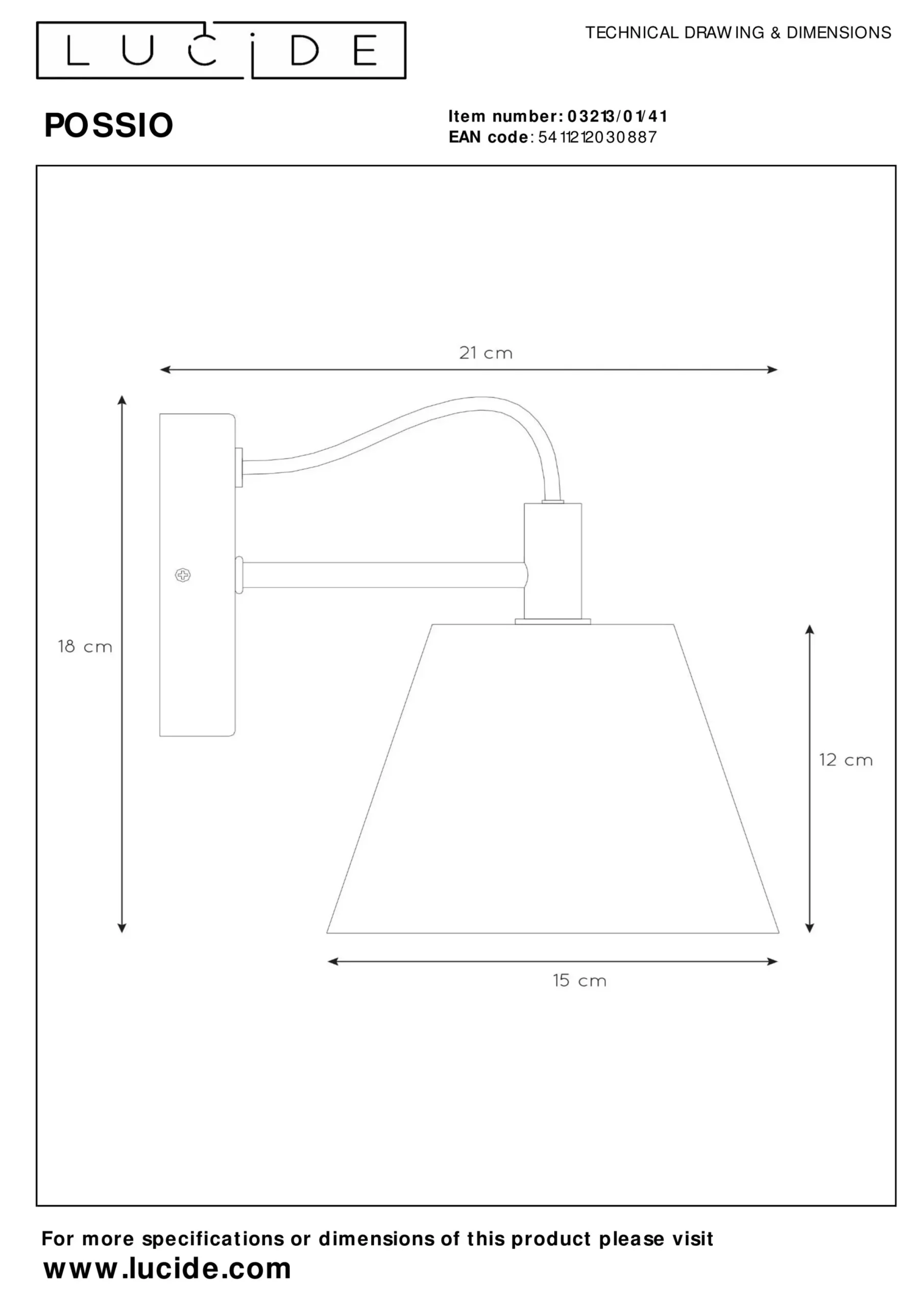 POSSIO - Wandlamp - 1xE14 - Grijs*Lucide Store