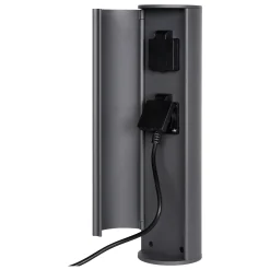 POWERPOINT - Buitenstopcontact zuil - Stopcontacten met penaarde - Type E - FR, BE, POL, SVK & CZE norm - Ø 10 cm - IP44 ? Antraciet*Lucide Fashion