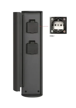 POWERPOINT - Buitenstopcontact zuil - Stopcontacten met randaarde - Type F - EUR/RUS standaard - Ø 10 cm - IP44 ? Antraciet*Lucide Shop