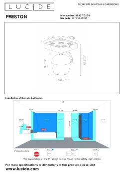 PRESTON - Plafondspot Badkamer - 1xGU10 - IP44 - Zwart*Lucide New