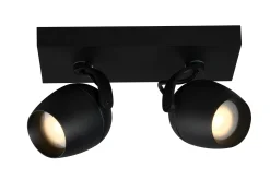 PRESTON - Plafondspot Badkamer - 2xGU10 - IP44 - Zwart*Lucide Cheap