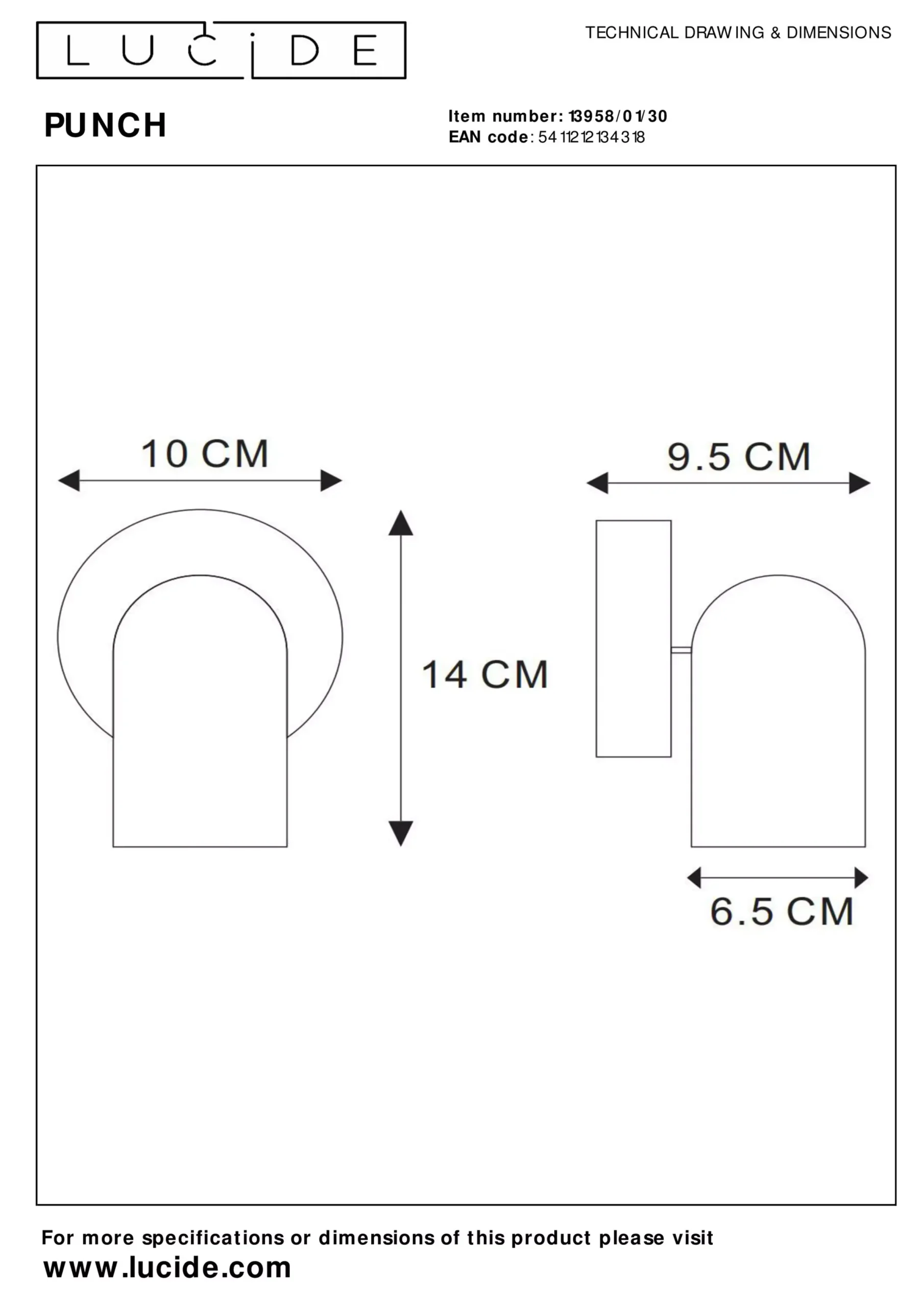 PUNCH - Plafondspot - 1xGU10 - Zwart*Lucide Discount